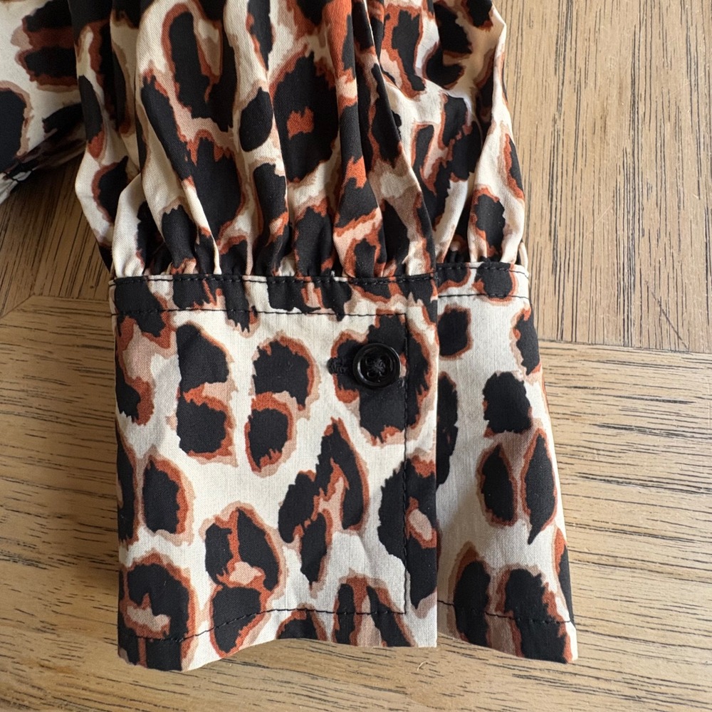 $198 NWT Rails Tabi Nala Leopard Print Smocked Peplum Top Sz M Festival Western - Picture 6 of 10